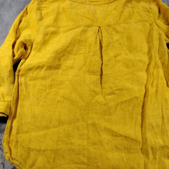 Maeve By Anthropologie Womens Mustard Yellow Marva Lace Up Linen Blouse Size 2 - Picture 4 of 8